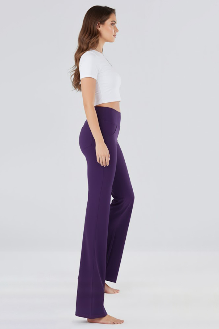 Women’s Flared Trousers with High Waist and Side Pockets