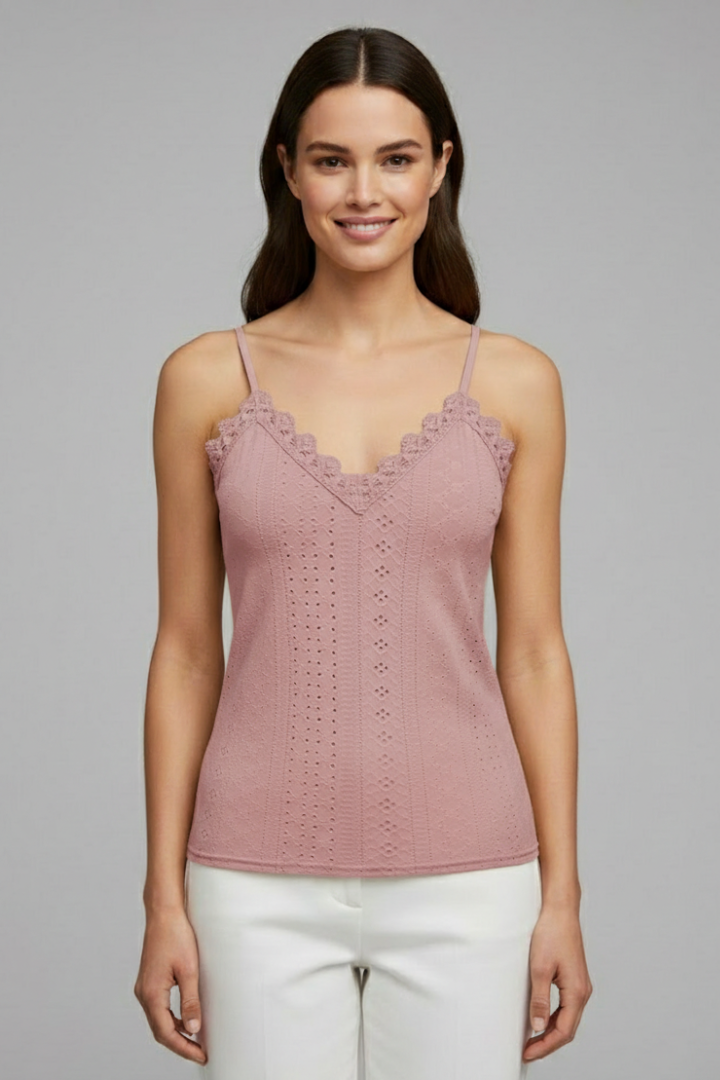 Women’s Top with V Neckline and Lace Panels