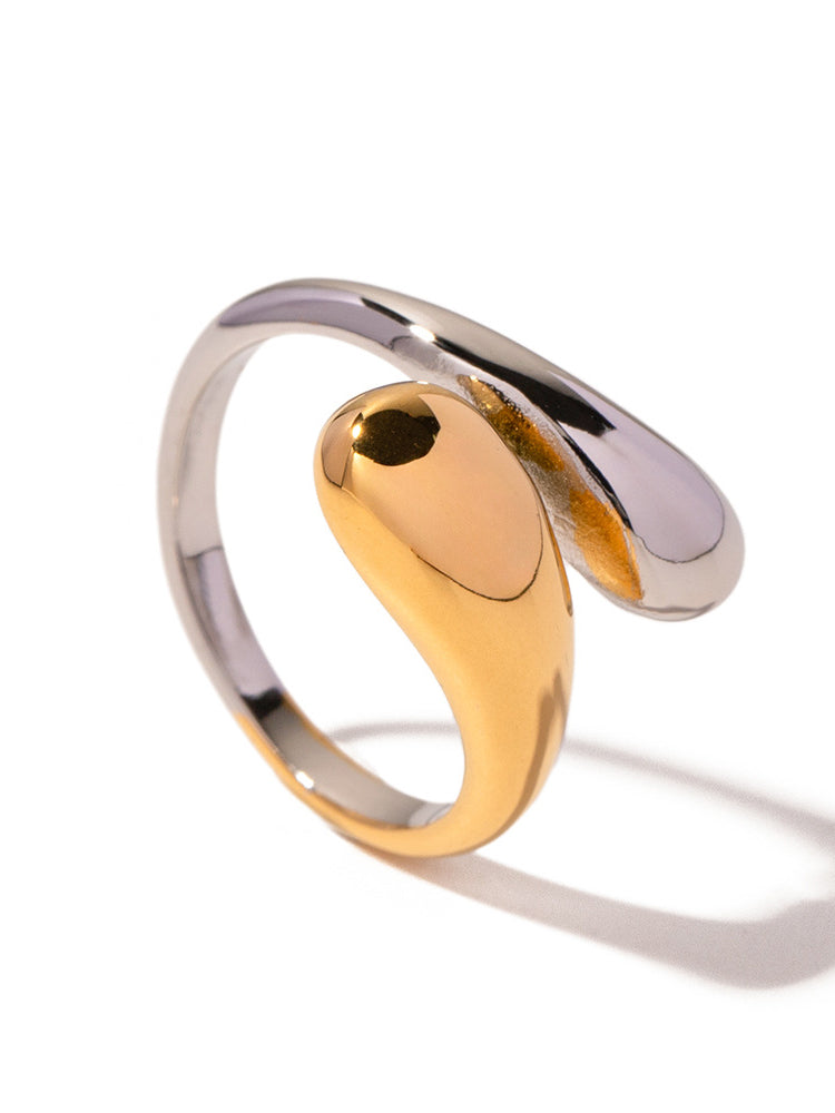 Women’s Open Ring with Dual-Tone Droplet Style
