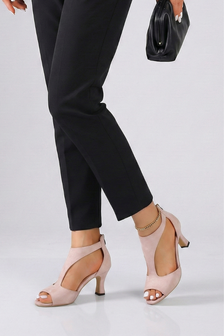 Women’s Open-Toe Heels with Cut-Out Upper and High Heel