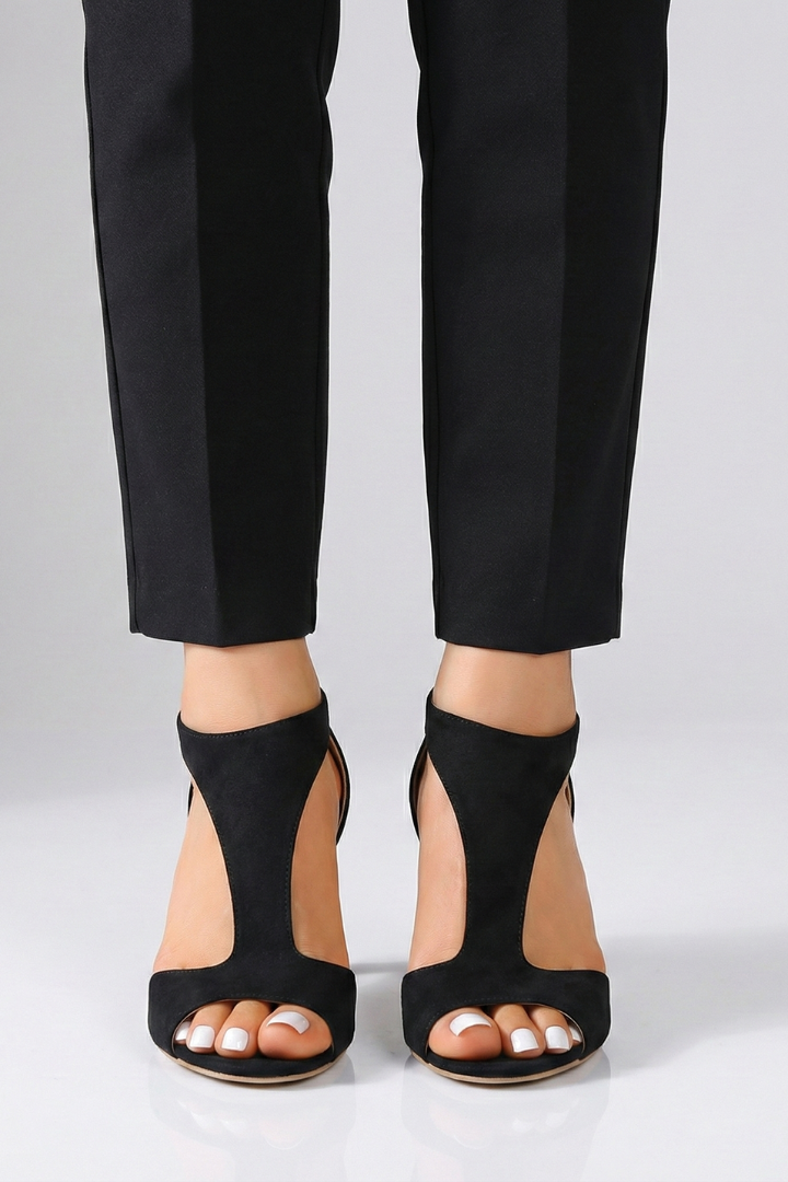 Women’s Open-Toe Heels with Cut-Out Upper and High Heel