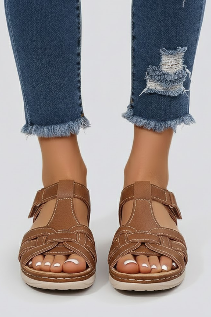 Women’s Open-Toe Sandals with Straps and Adjustable Closure