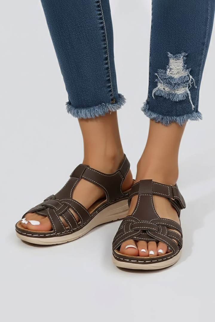 Women’s Open-Toe Sandals with Straps and Adjustable Closure