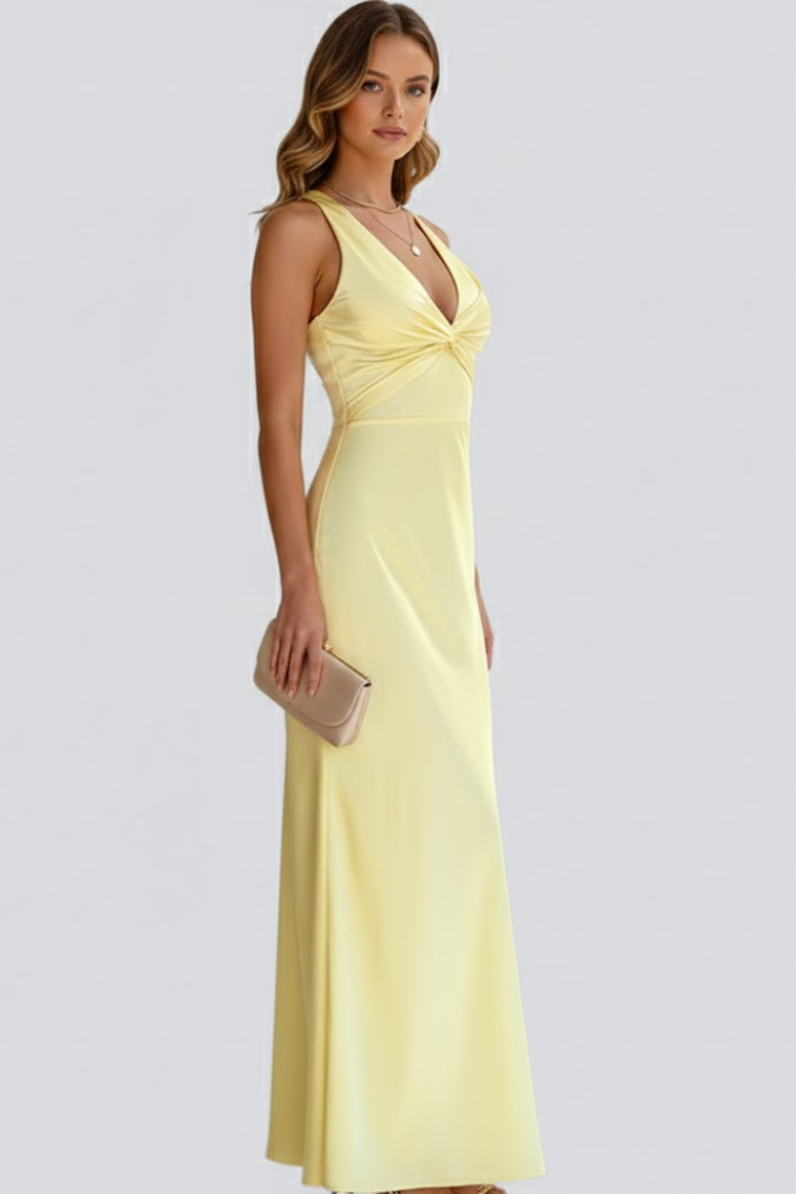 Women’s Maxi Dress with V-Neck and Fitted Waist