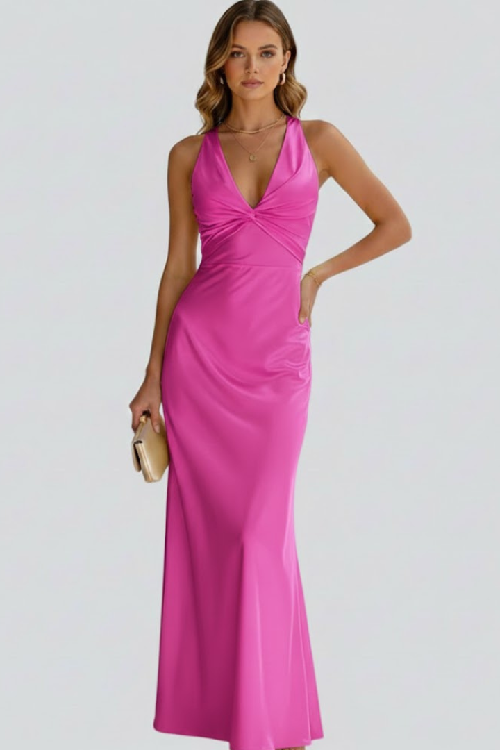 Women’s Maxi Dress with V-Neck and Fitted Waist