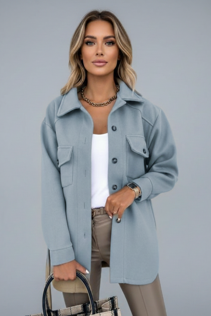 Women Jacket with Buttons and Chest Pockets