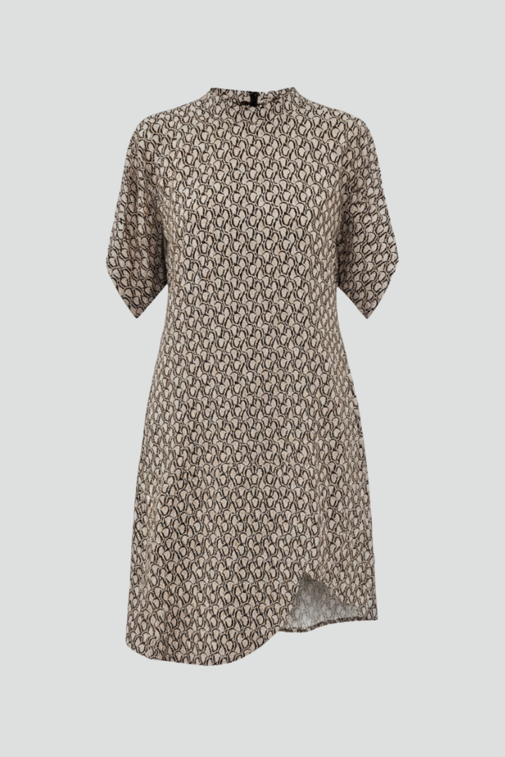 Women Knee-Length Dress with High Neck and Side Slit