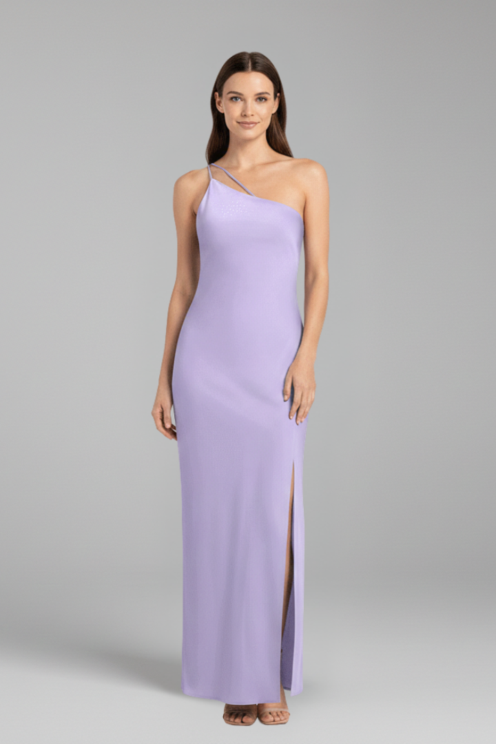 Women Maxi Dress with One Shoulder and Side Slit
