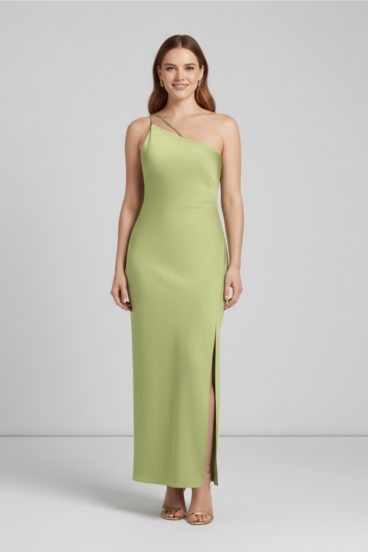 Women Maxi Dress with One Shoulder and Side Slit