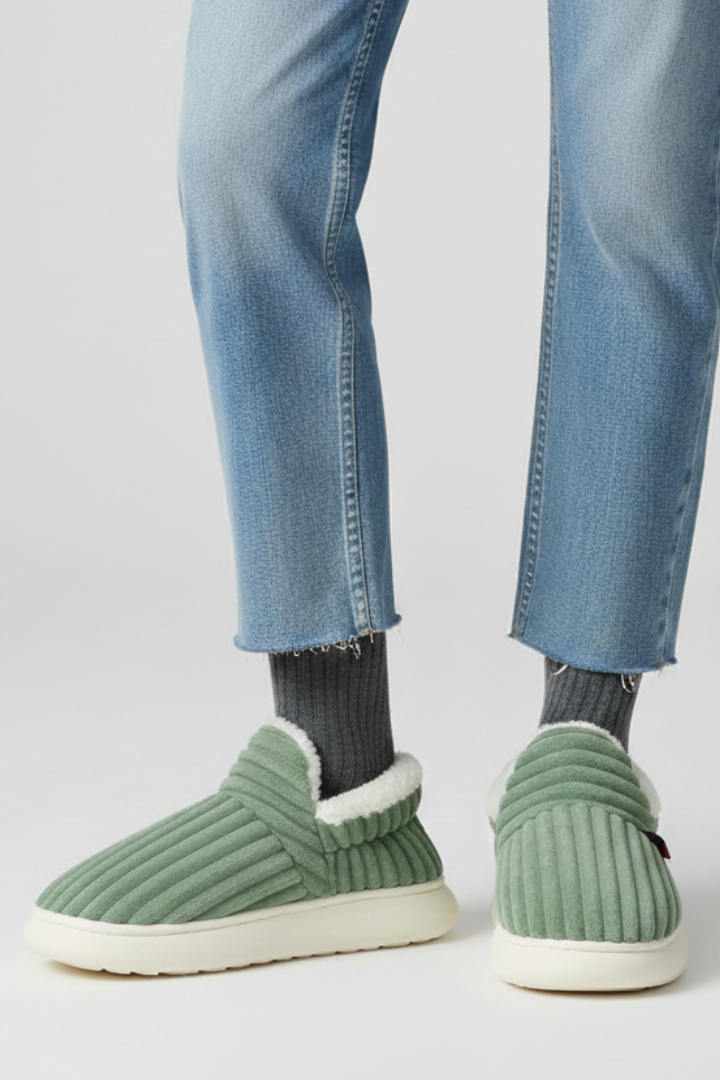 Women Slippers with Ribbed Upper and Inner Lining
