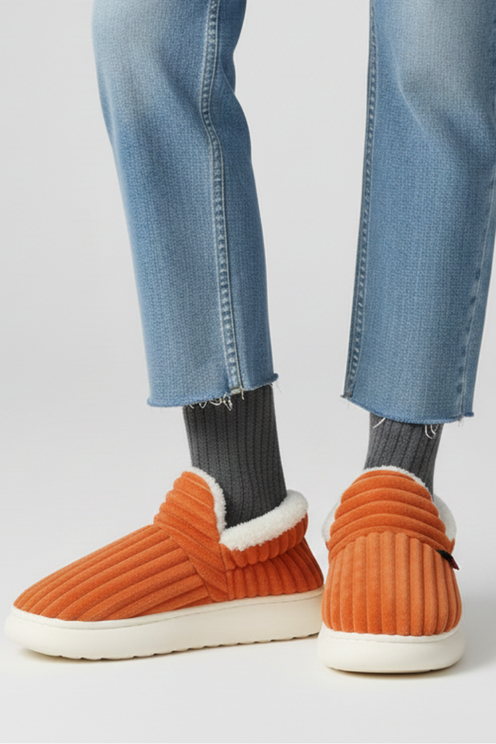 Women Slippers with Ribbed Upper and Inner Lining
