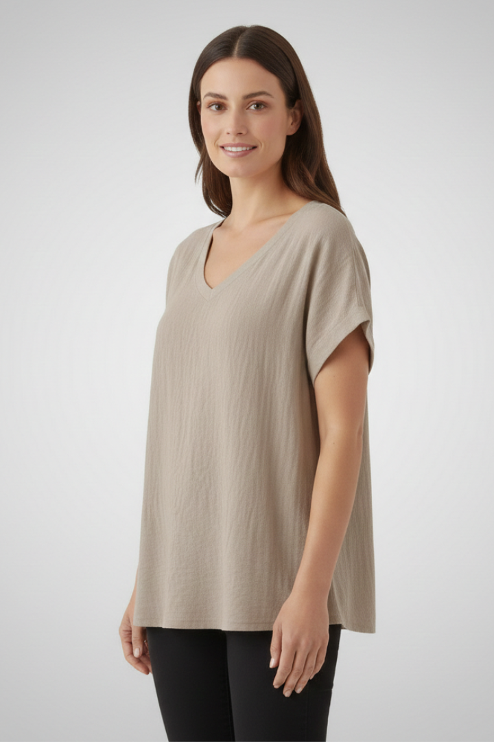 Women T-Shirt with V Neck and Short Sleeves