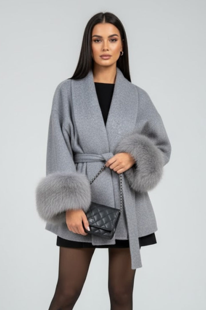 Women’s Belted Full Length Coat with Waist Tie