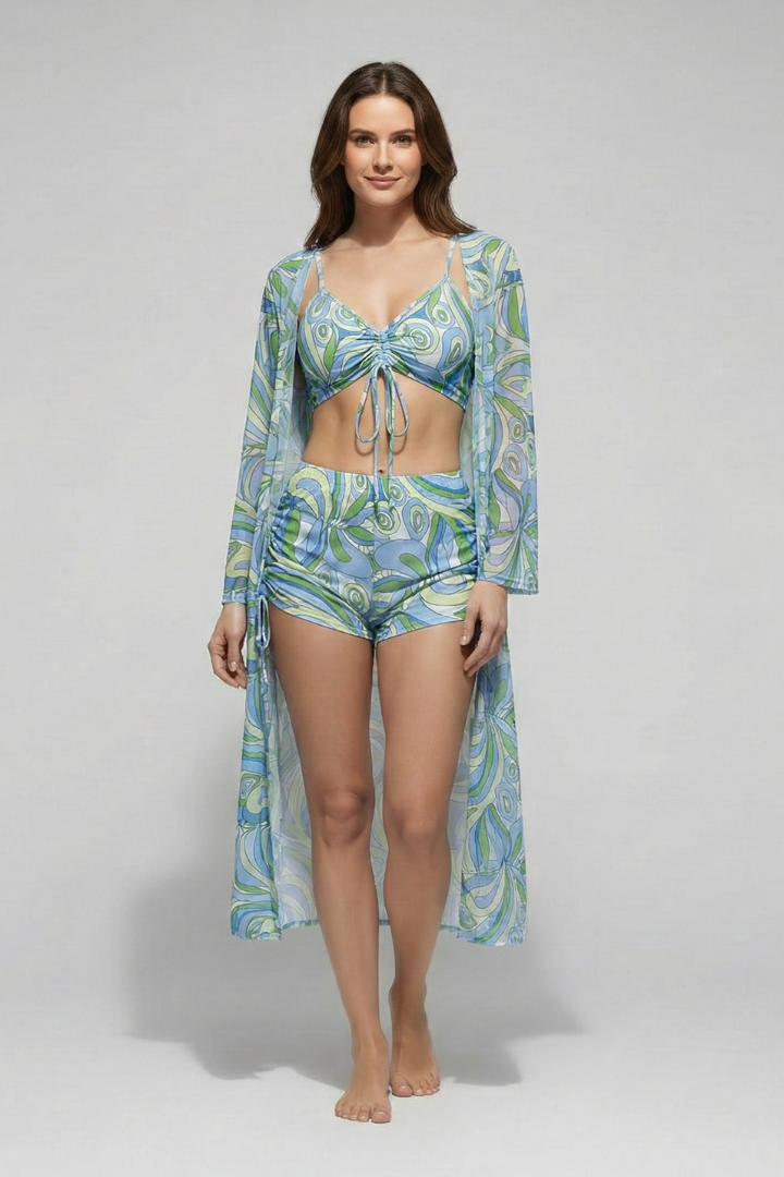 Women’s Bikini Set with Cover-Up and V Neck