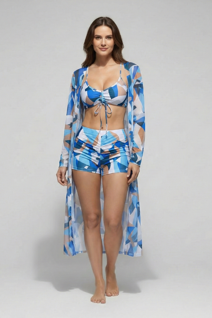 Women’s Bikini Set with Cover-Up and V Neck