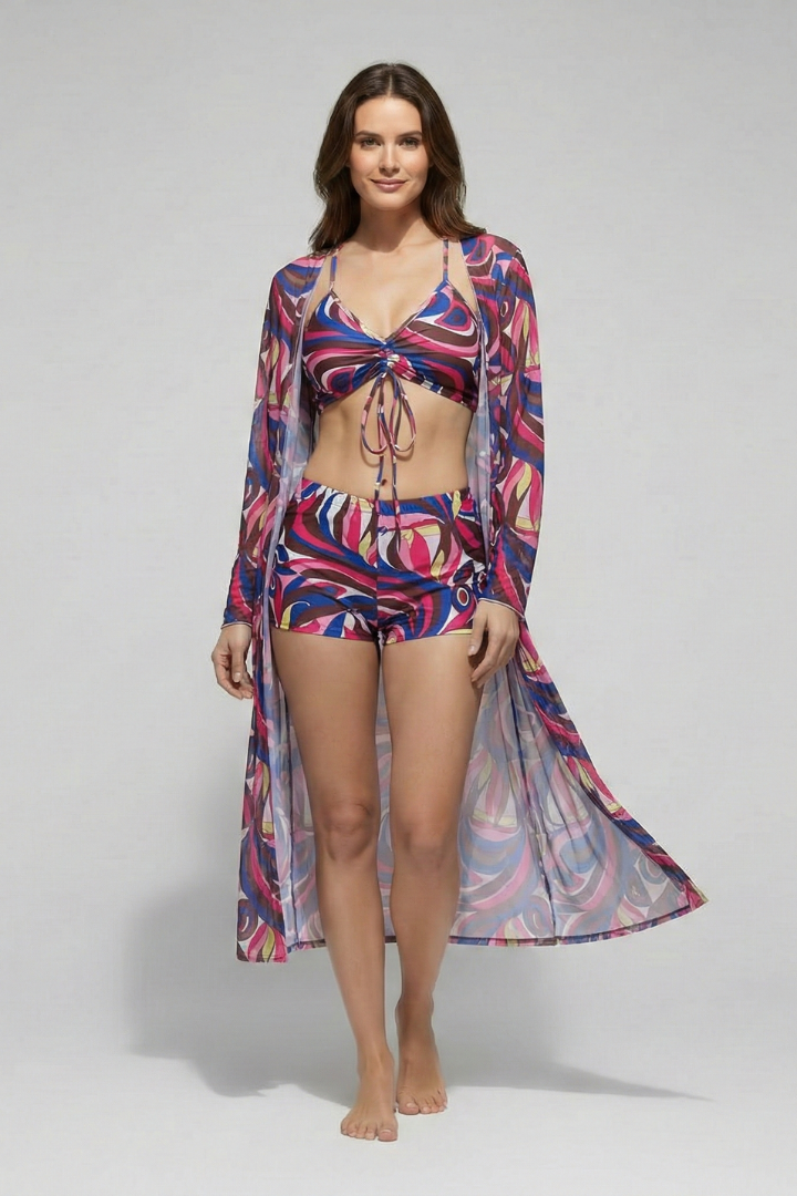 Women’s Bikini Set with Cover-Up and V Neck