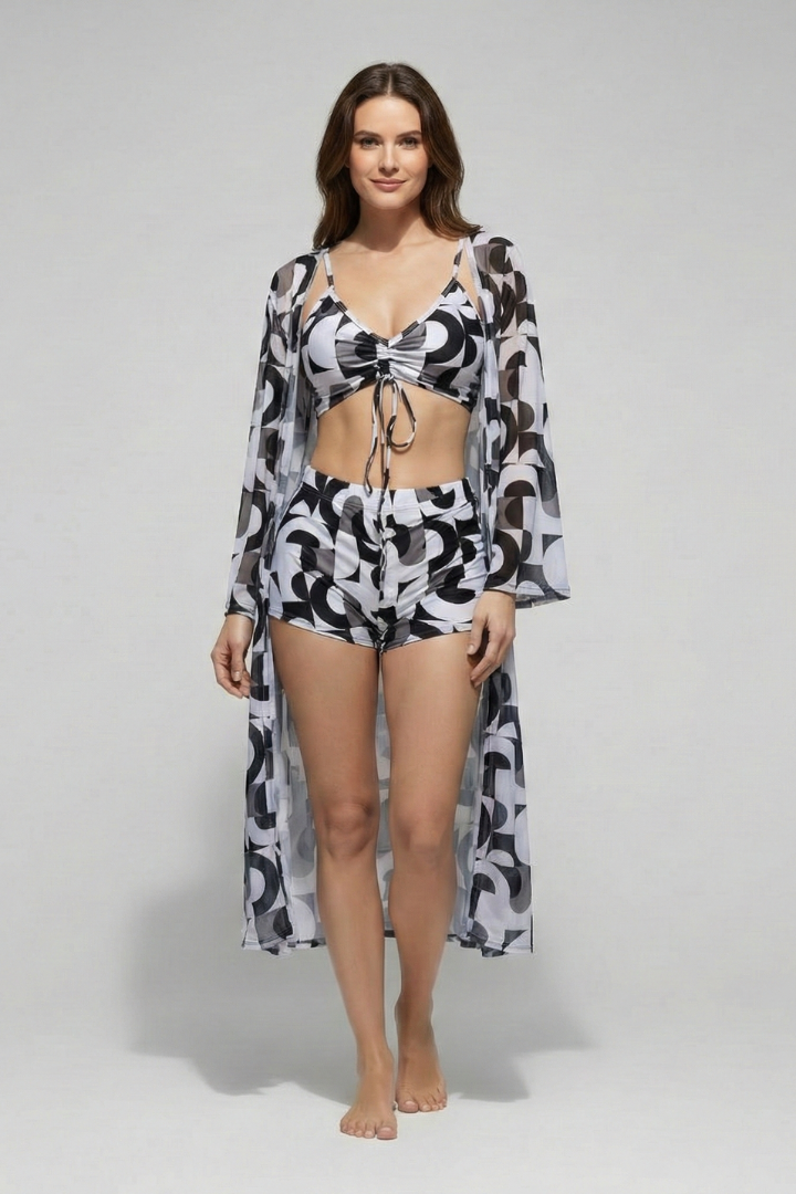 Women’s Bikini Set with Cover-Up and V Neck