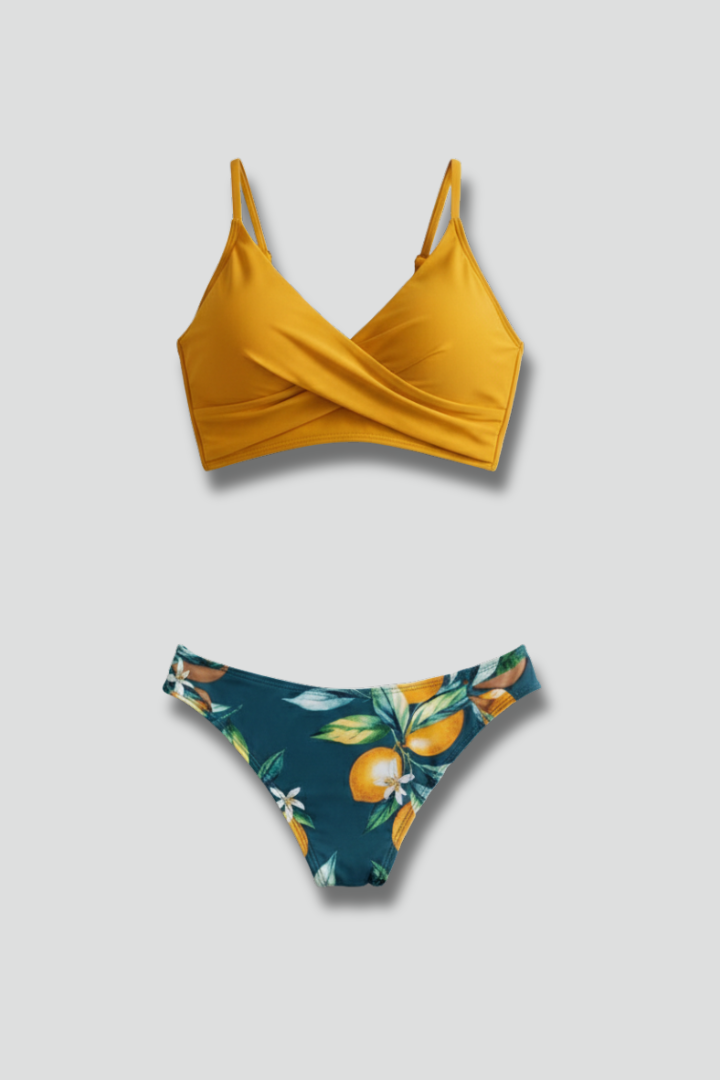 Women’s Bikini Set with Cross Front Top and Tie Bottom