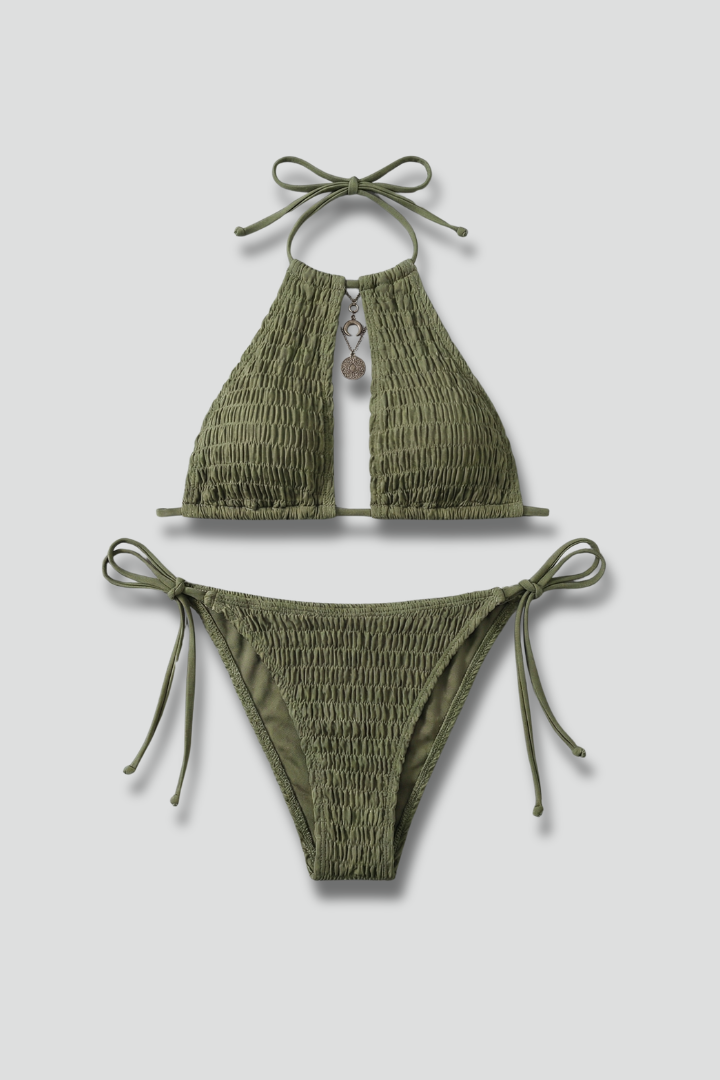 Women’s Bikini Set with Halter Top and Tie Bottom
