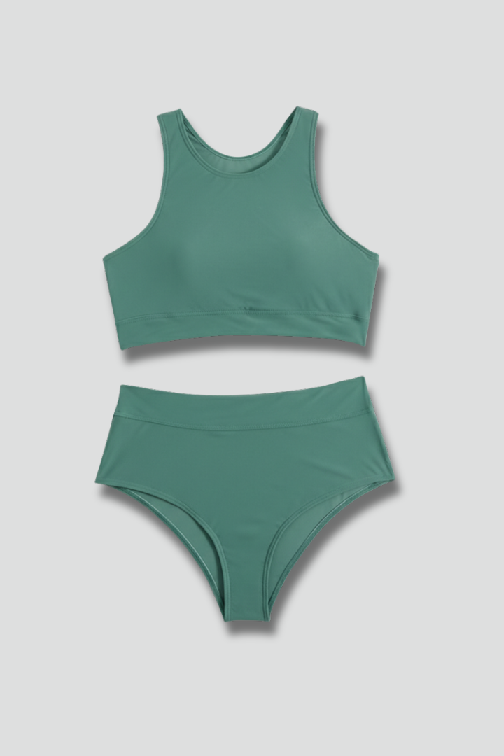 Women’s Bikini Set with Scoop Neck and High Waist