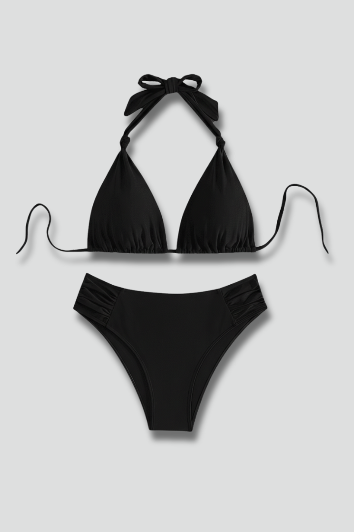 Women’s Bikini Set with Triangle Top and Tie Straps