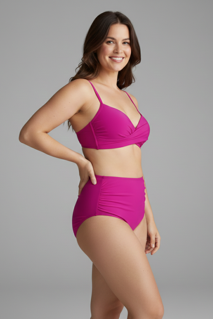 Women’s Bikini Set with Twist Top and High Waist