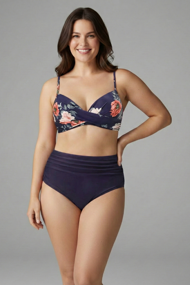 Women’s Bikini Set with Twist Top and High Waist