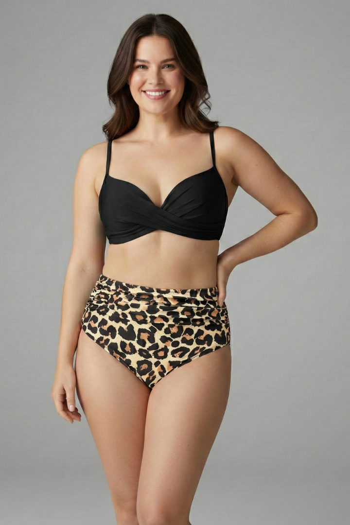 Women’s Bikini Set with Twist Top and High Waist