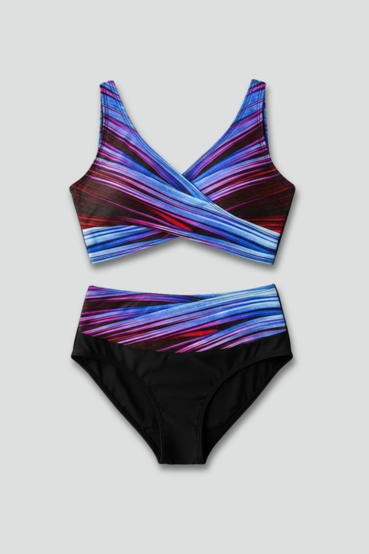 Women’s Bikini Set with Wrap Top and High Waist