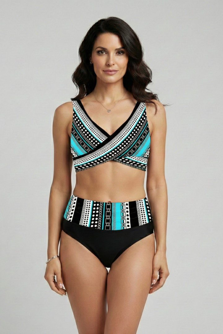 Women’s Bikini Set with Wrap Top and High Waist