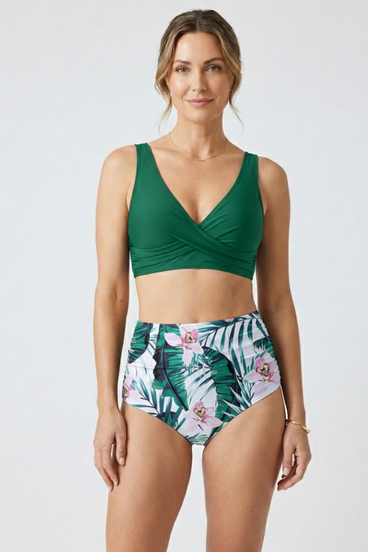 Women’s Bikini Set with Wrap Top and High Waist