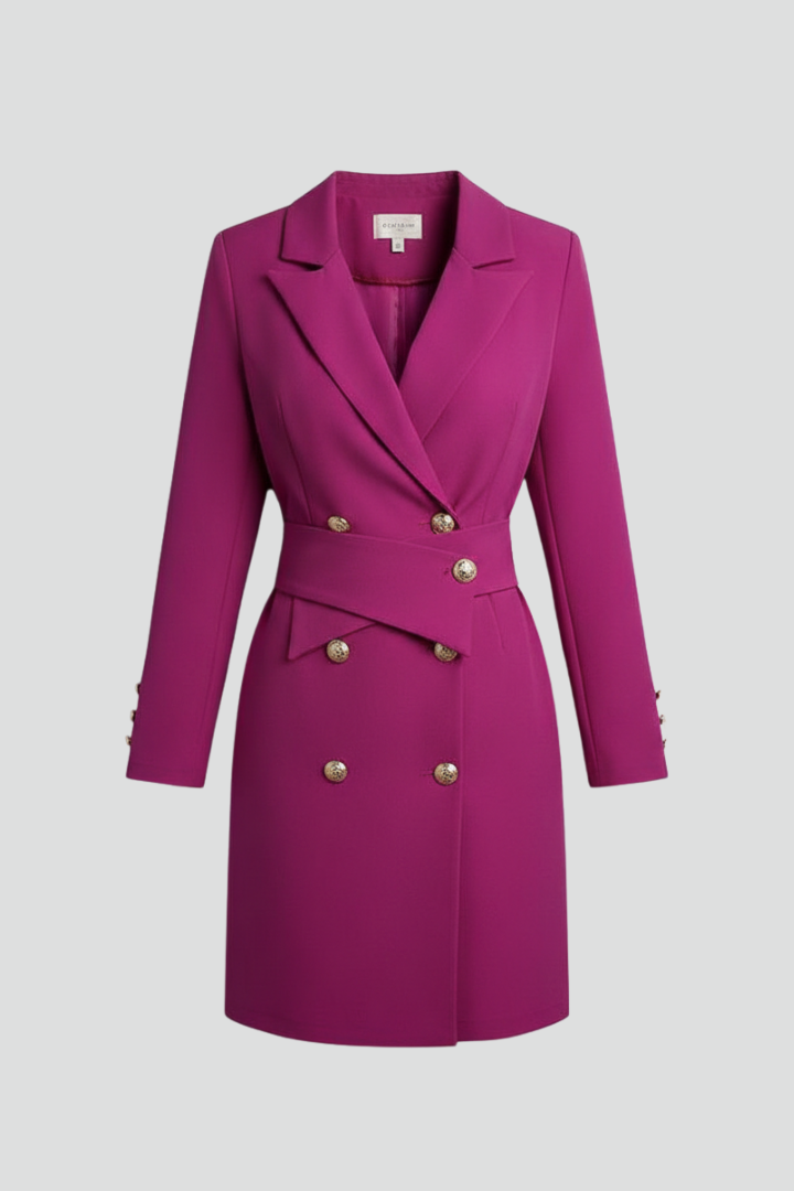 Women’s Blazer Dress with Notched Lapels and Button Front