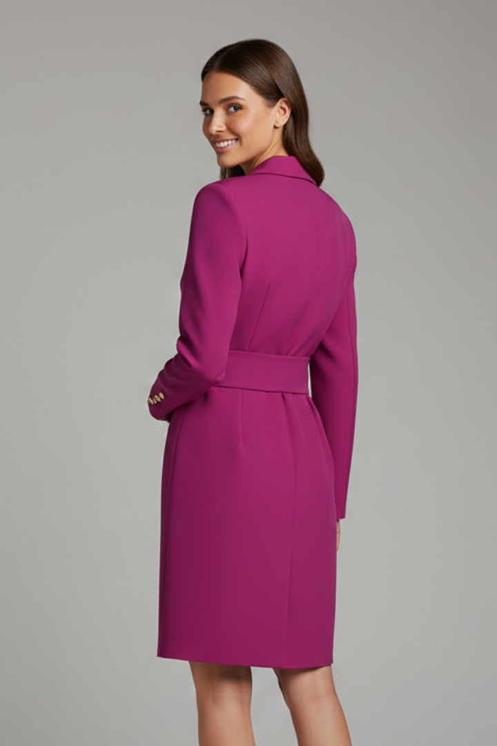 Women’s Blazer Dress with Notched Lapels and Button Front