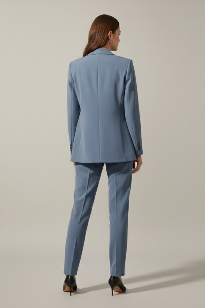 Women’s Blazer and Trousers Set with Notched Lapel and Straight Legs
