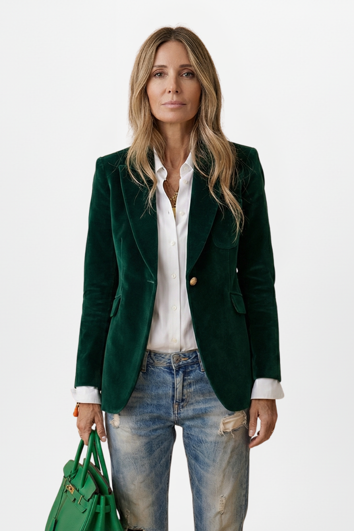 Women’s Blazer with Notch Collar and Single Button