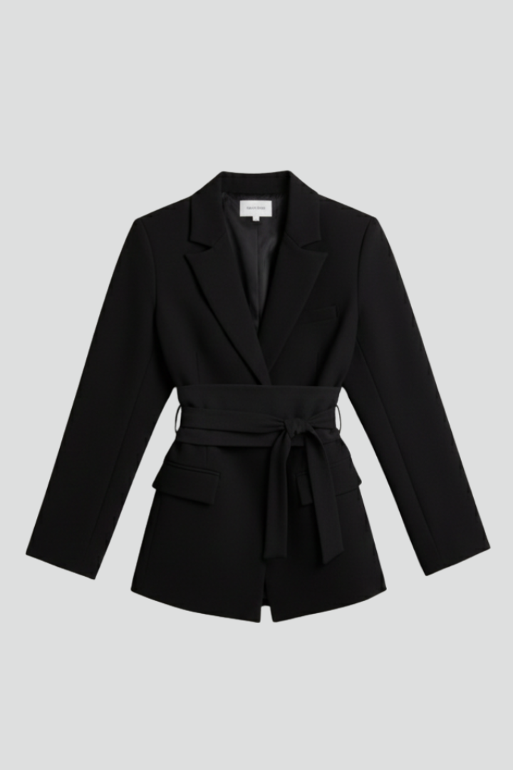 Women’s Blazer with Notched Lapel and Detachable Belt