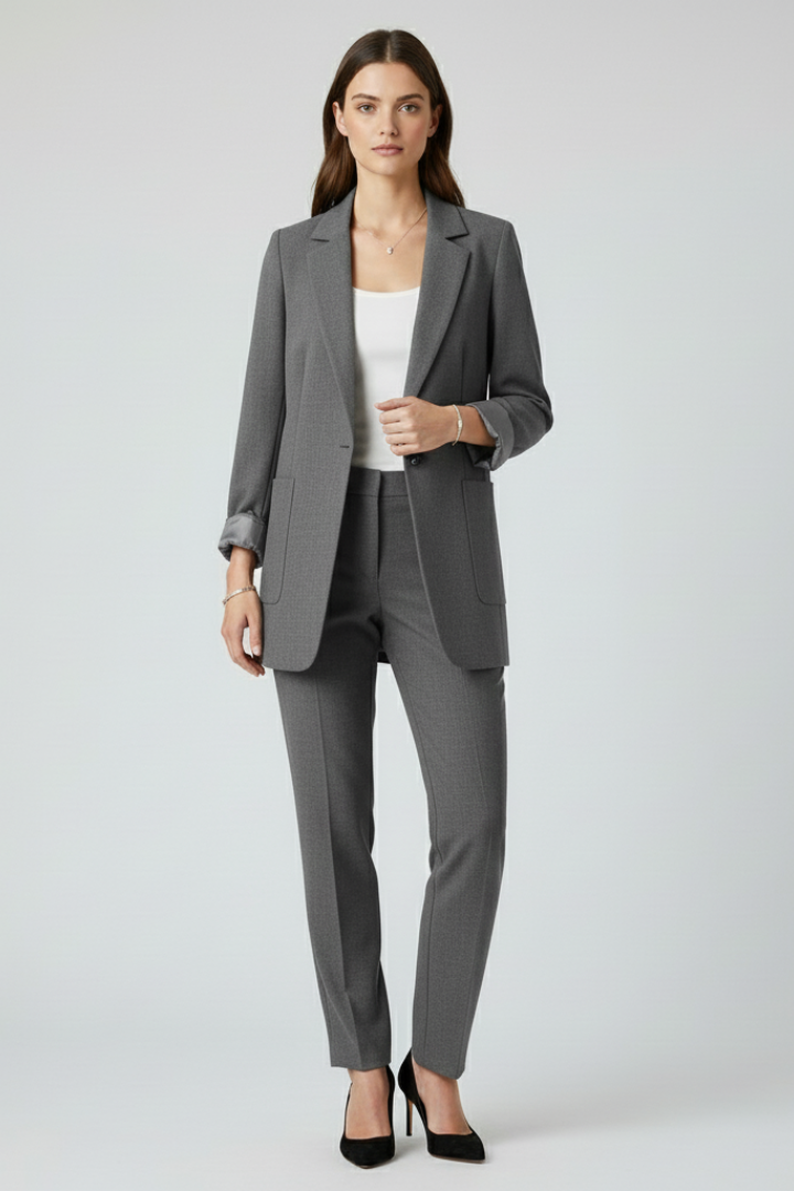 Women’s Blazer with Open Front and Structured Lapel