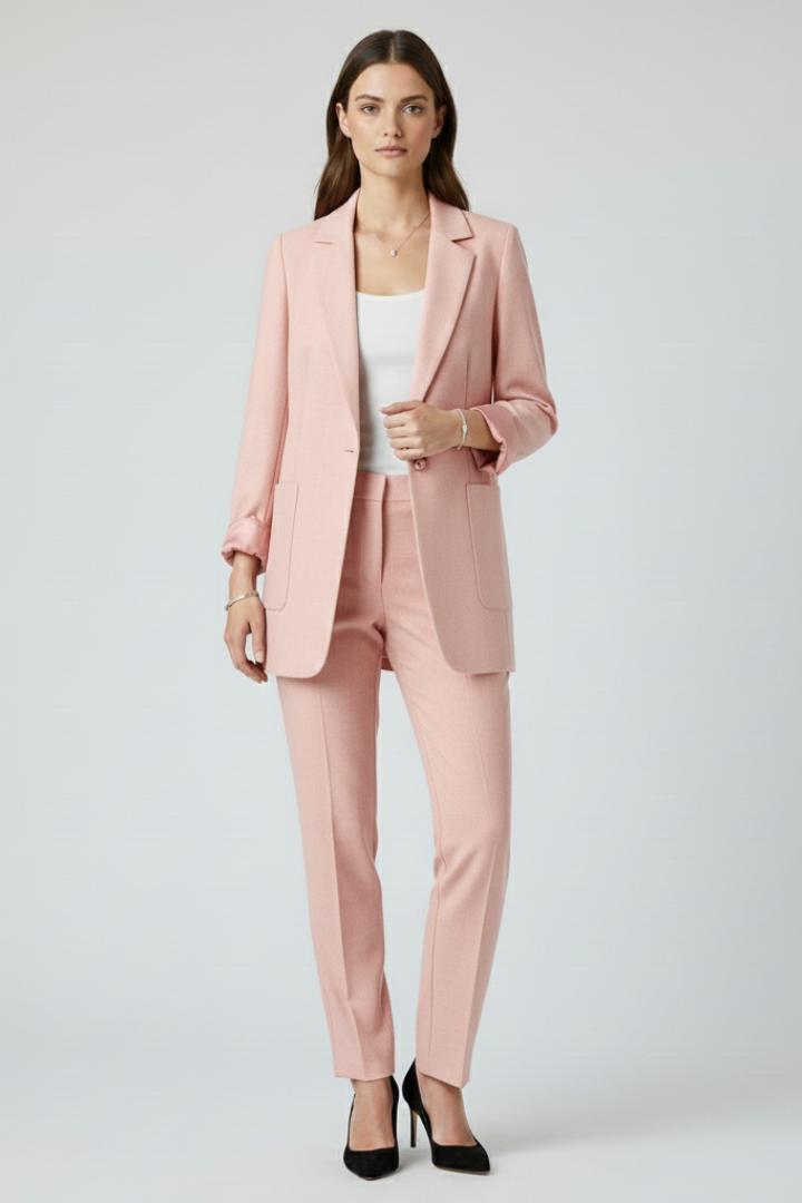 Women’s Blazer with Open Front and Structured Lapel