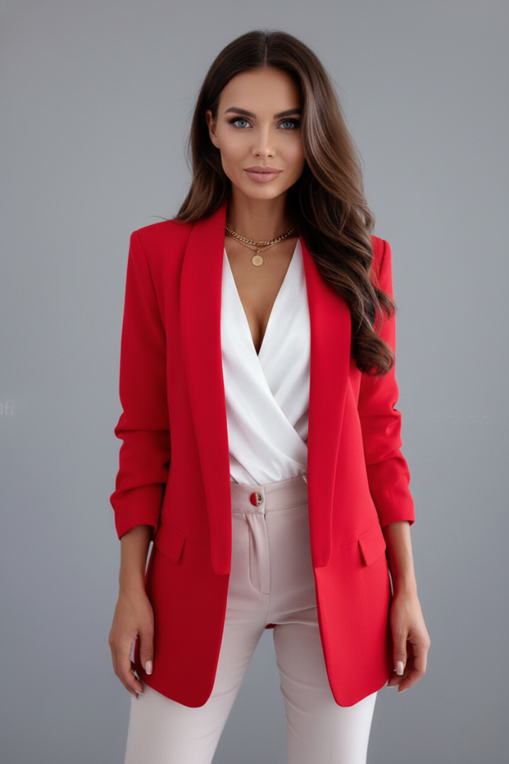 Women’s Blazer with Wrap Collar and Fitted Shape