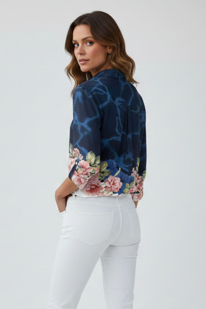 Women’s Blouse with Button Closure and Floral Print