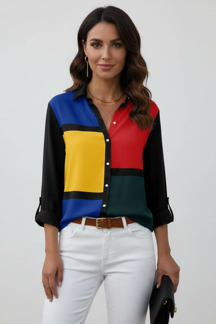 Women’s Blouse with Button Closure and Floral Print