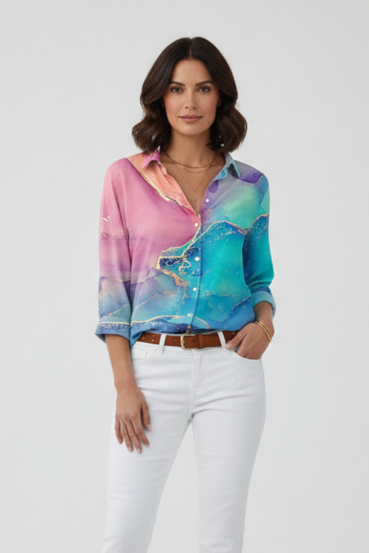 Women’s Blouse with Button Closure and Floral Print