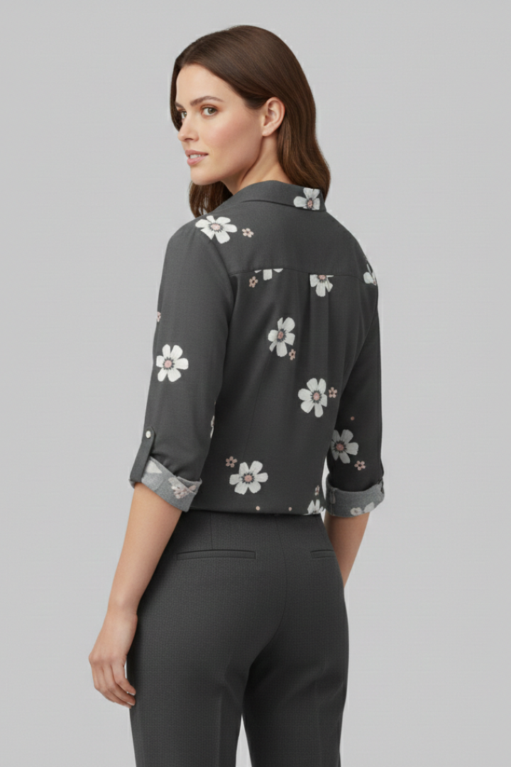 Women’s Blouse with Button Fastening and Floral Print