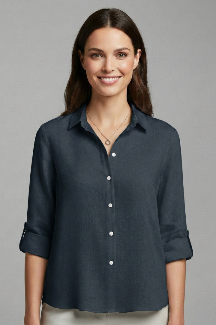 Women’s Blouse with Button Fastening and Long Sleeves