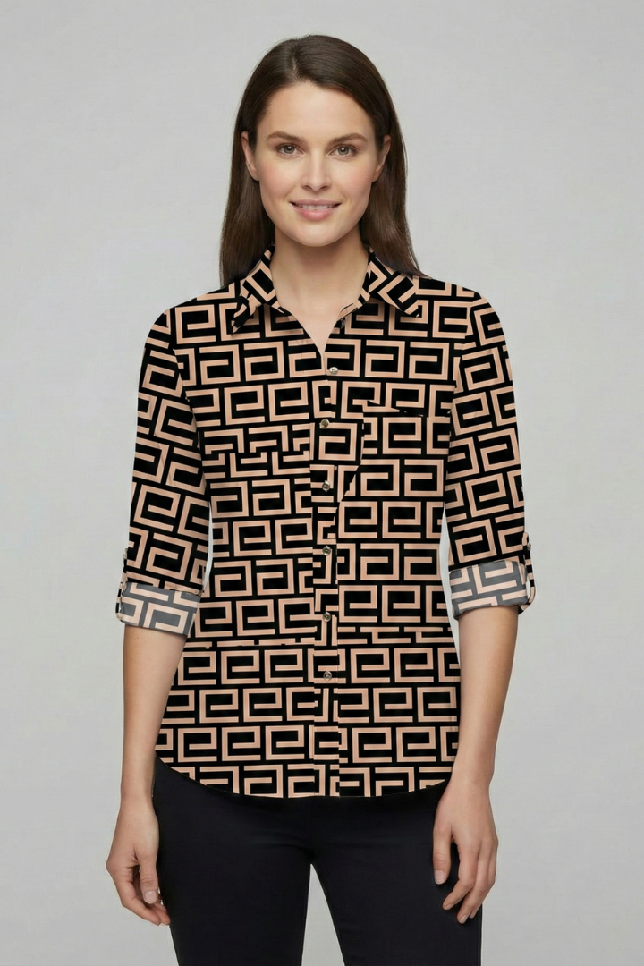 Women’s Blouse with Collar and Button Fastening