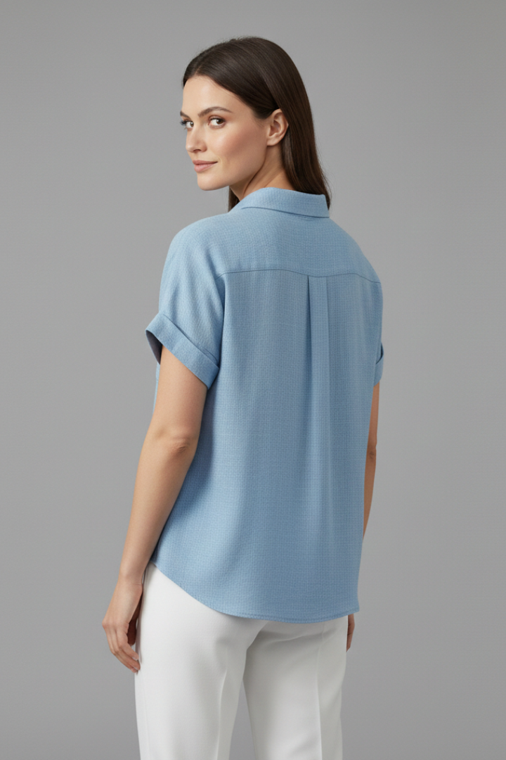Women’s Blouse with Collar and Short Sleeves