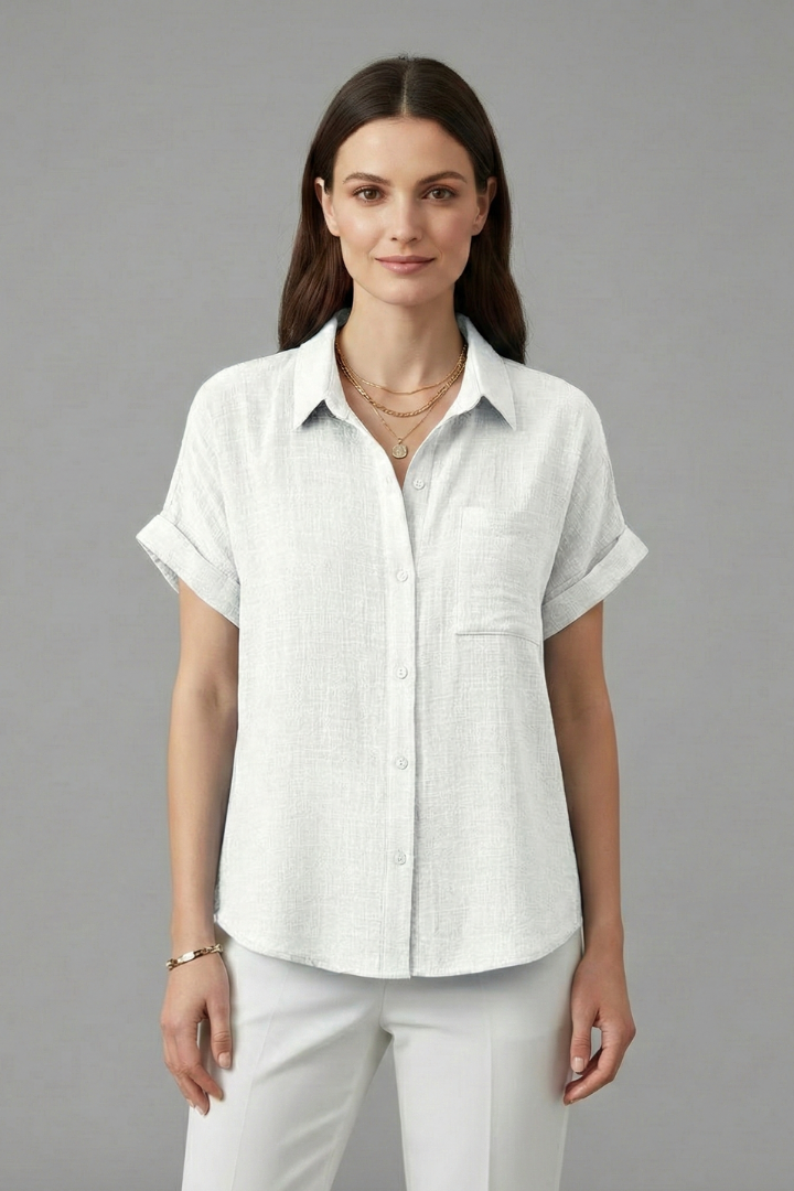 Women’s Blouse with Collar and Short Sleeves
