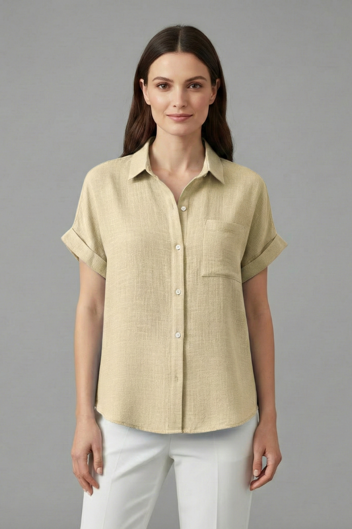 Women’s Blouse with Collar and Short Sleeves