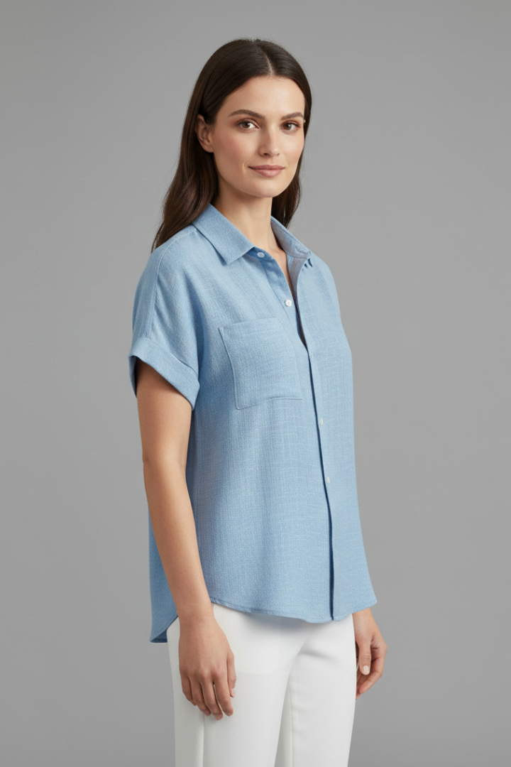 Women’s Blouse with Collar and Short Sleeves