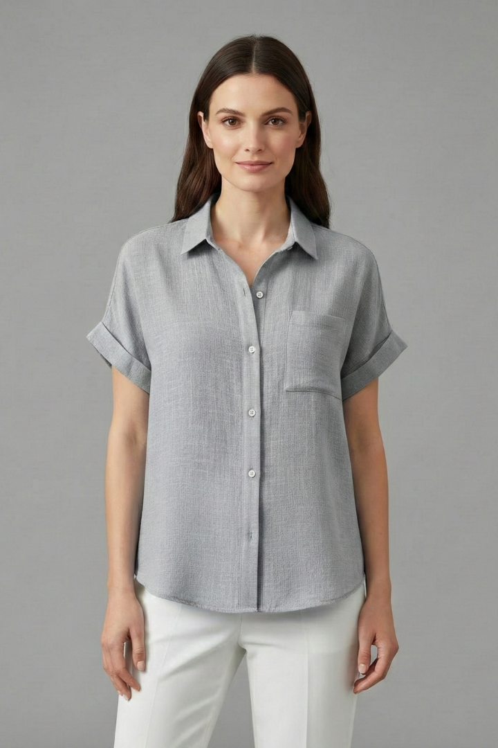 Women’s Blouse with Collar and Short Sleeves